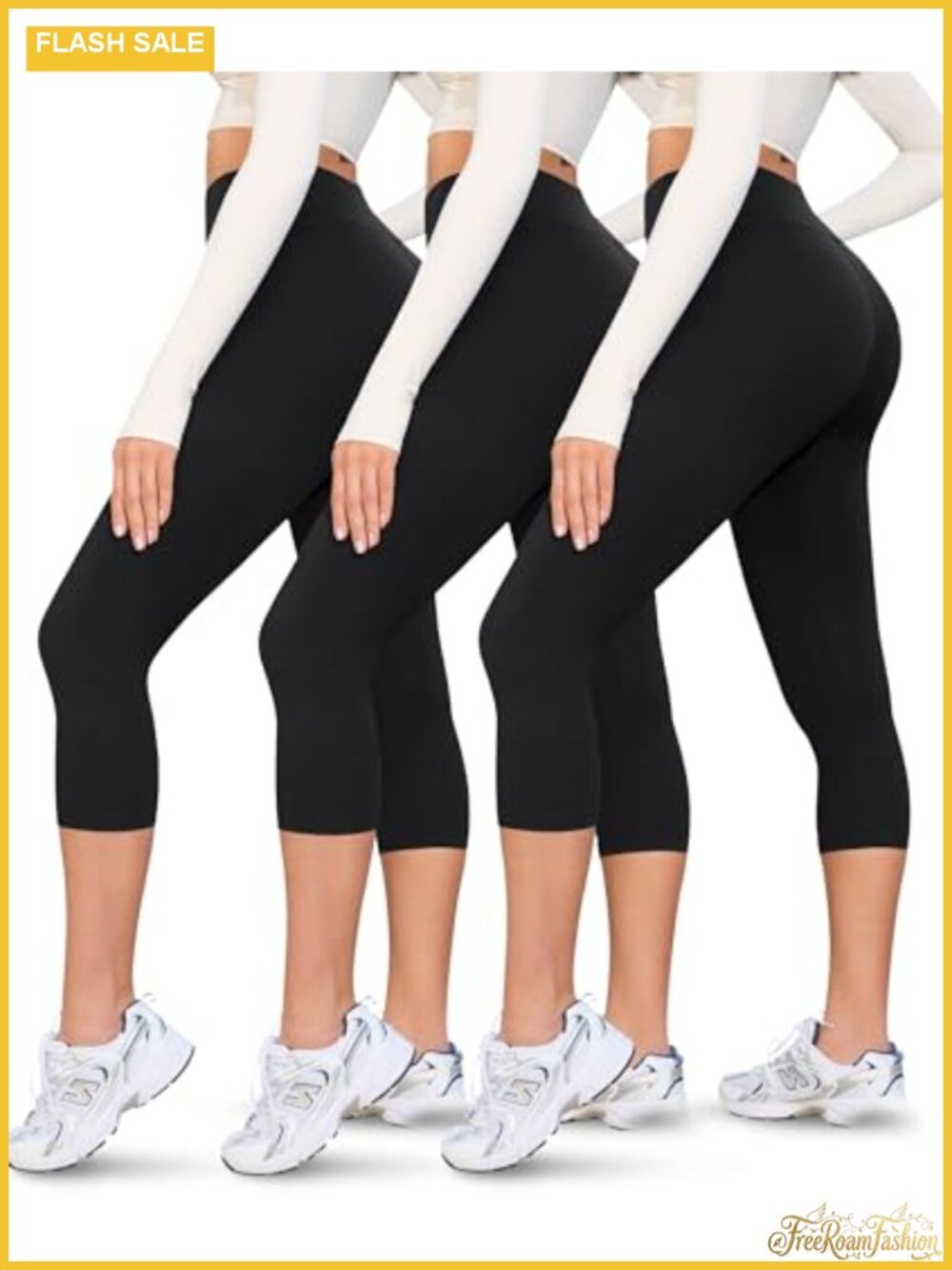 High Waisted Buttery Soft Capri Leggings 3 Pack Cropped Yoga Pants